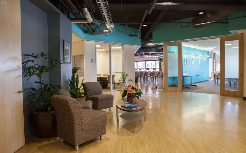 Lobby of SURF Incubator, a unique event venue and co-working space with dedicated offices for rent located in Downtown Seattle